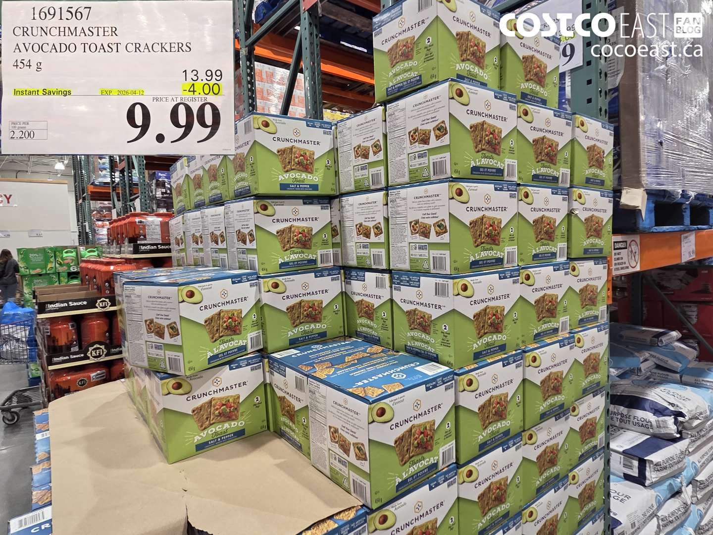 1691567 CRUNCHMASTER AVOCADO TOAST CRACKERS 454 G ($4.00 INSTANT SAVINGS EXPIRES ON 2026-04-12) $9.99