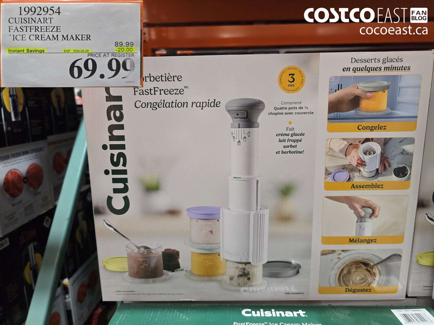 1992954 CUISINART FASTFREEZE ICE CREAM MAKER ($20.00 INSTANT SAVINGS EXPIRES ON 2026-03-29) $69.99