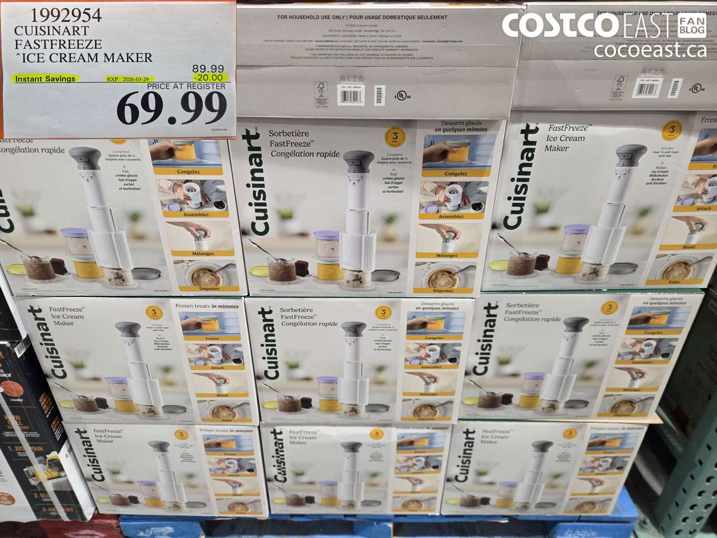 1992954 CUISINART FASTFREEZE ICE CREAM MAKER ($20.00 INSTANT SAVINGS EXPIRES ON 2026-03-29) $69.99