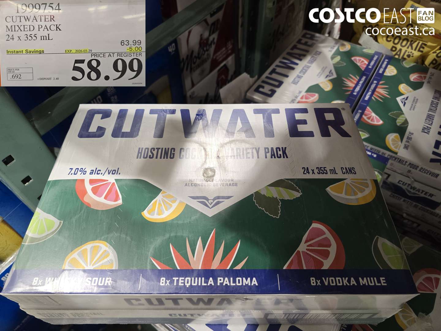 1999754 CUTWATER MIXED PACK 24 X 355 ML ($5.00 INSTANT SAVINGS EXPIRES ON 2026-03-29) $58.99
