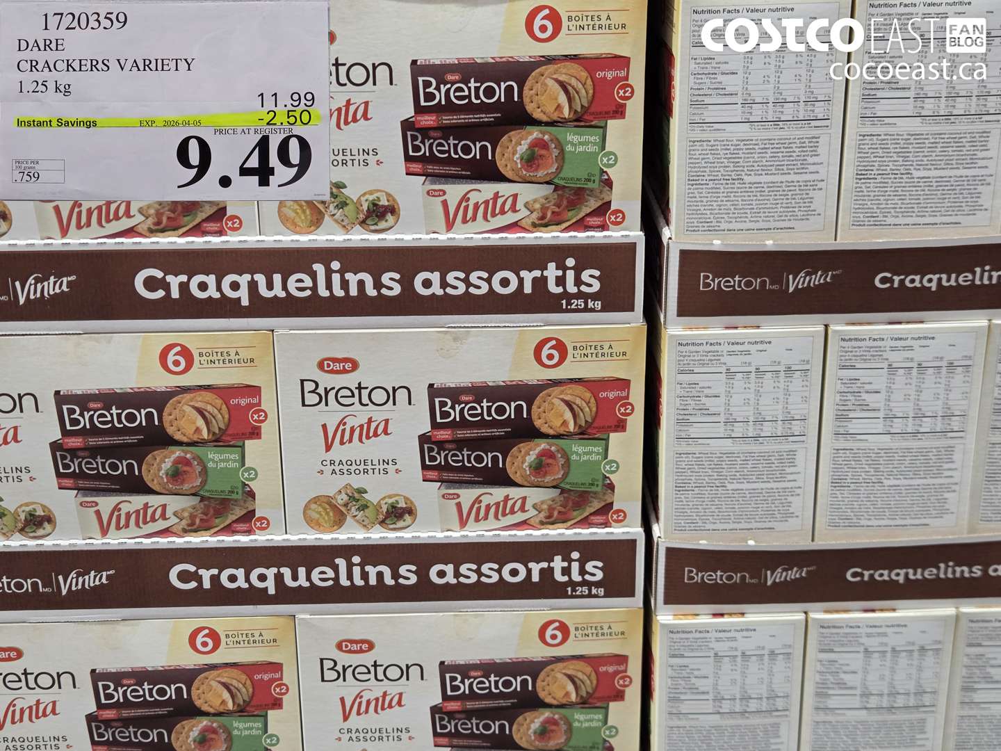 1720359 DARE CRACKERS VARIETY 1.25 KG ($2.50 INSTANT SAVINGS EXPIRES ON 2026-04-05) $9.49