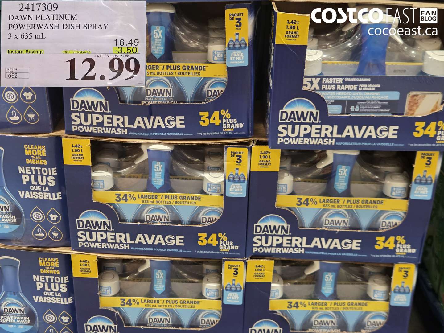 2417309 DAWN PLATINUM POWERWASH DISH SPRAY ($3.50 INSTANT SAVINGS EXPIRES ON 2026-04-12) $12.99