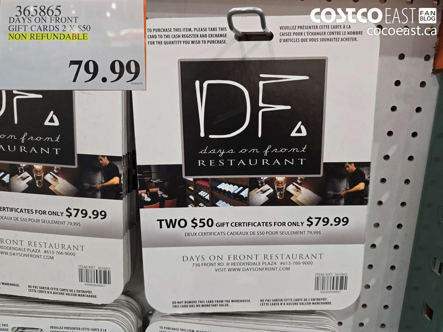 365865 DAYS ON FRONT GIFT CARDS 2 X $50 $79.99