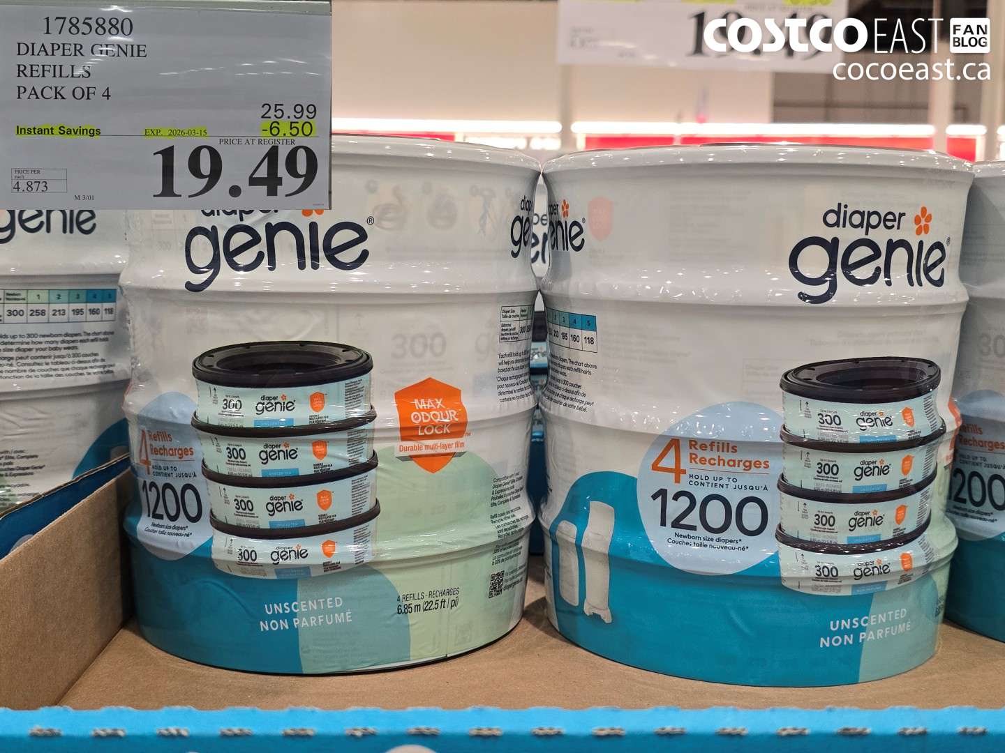1785880 DIAPER GENIE REFILLS PACK OF 4 ($6.50 INSTANT SAVINGS EXPIRES ON 2026-03-15) $19.49