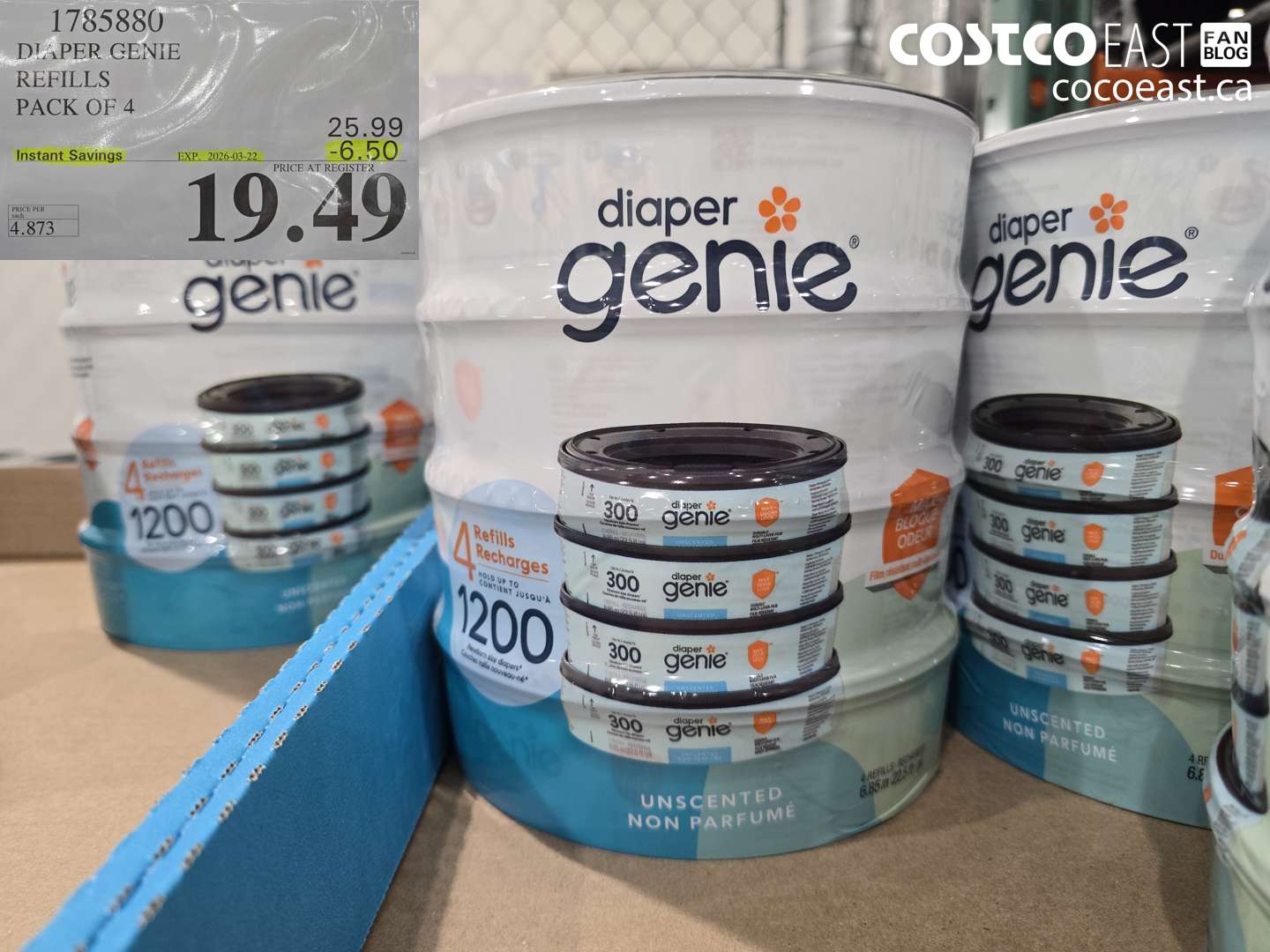 1785880 DIAPER GENIE REFILLS PACK OF 4 ($6.50 INSTANT SAVINGS EXPIRES ON 2026-03-22) $19.49