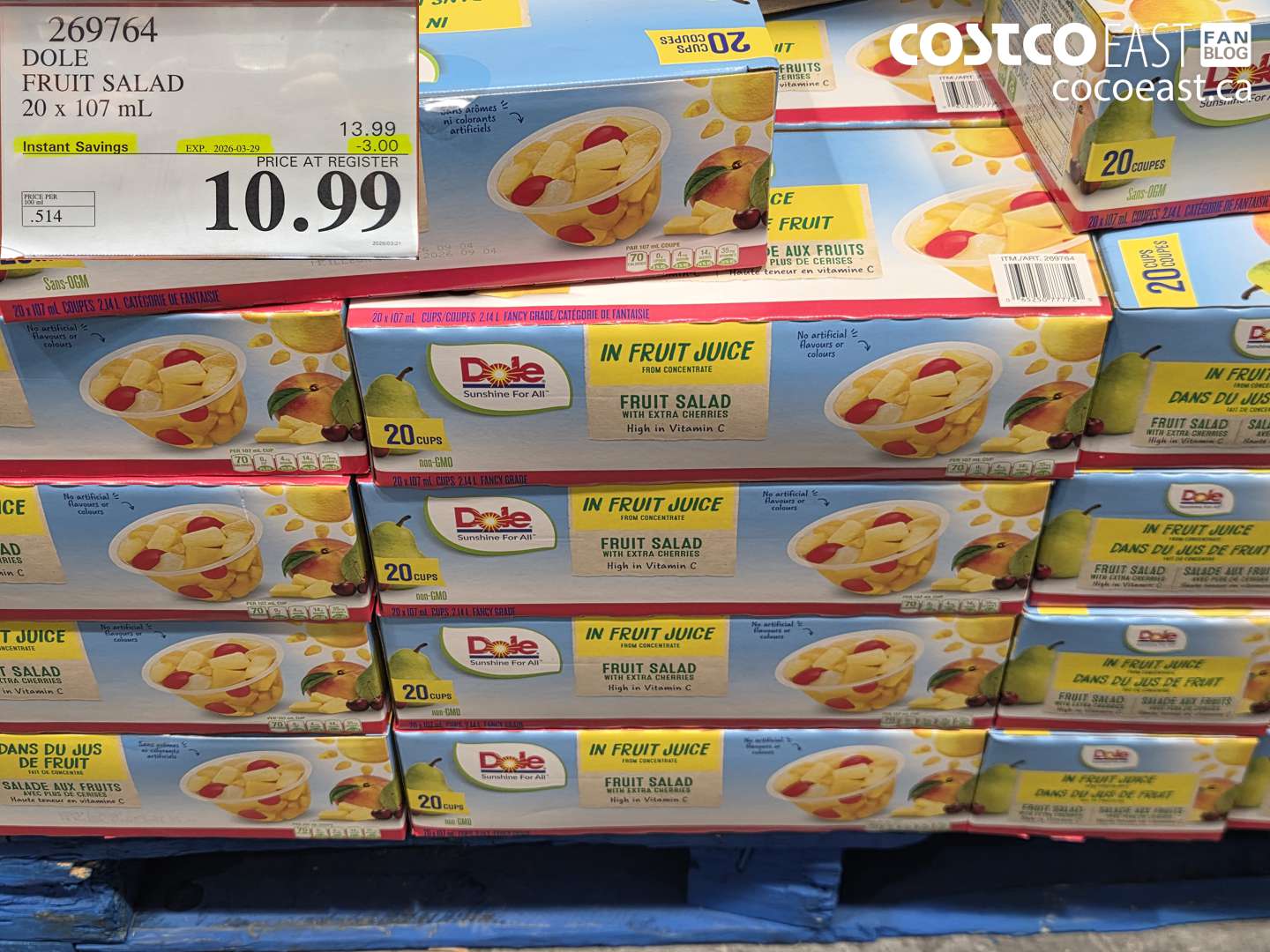 269764 DOLE FRUIT SALAD 20 X 107 ML ($3.00 INSTANT SAVINGS EXPIRES ON 2026-03-29) $10.99