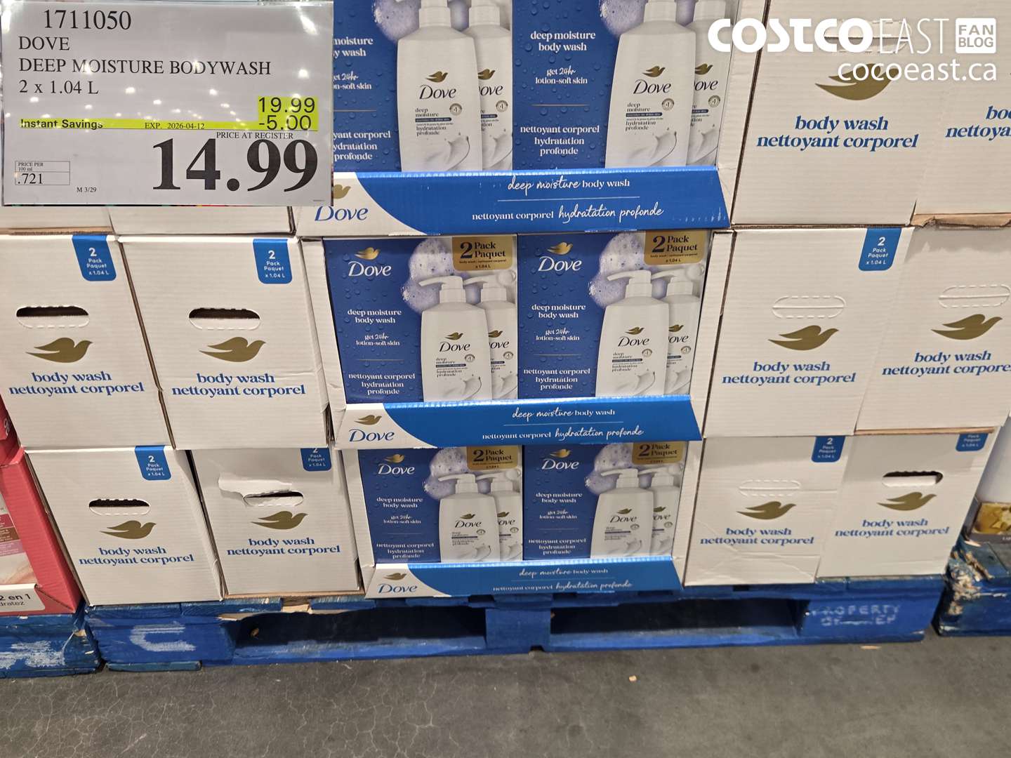 1711050 DOVE DEEP MOISTURE BODYWASH 2 X 1.04 L ($5.00 INSTANT SAVINGS EXPIRES ON 2026-04-12) $14.99