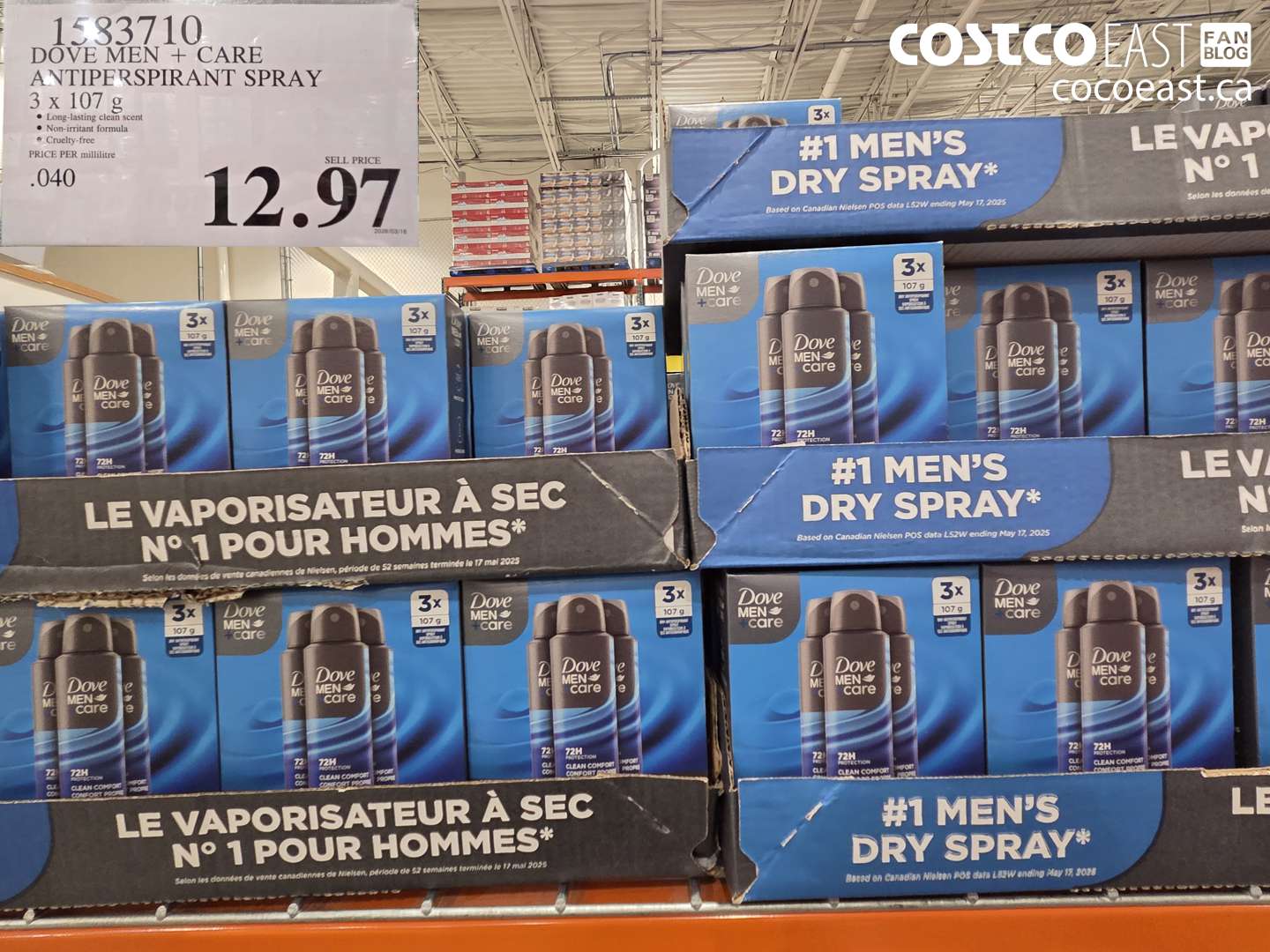 1538710 DOVE MEN + CARE ANTIPERSPIRANT SPRAY 3 X 107 G $12.97