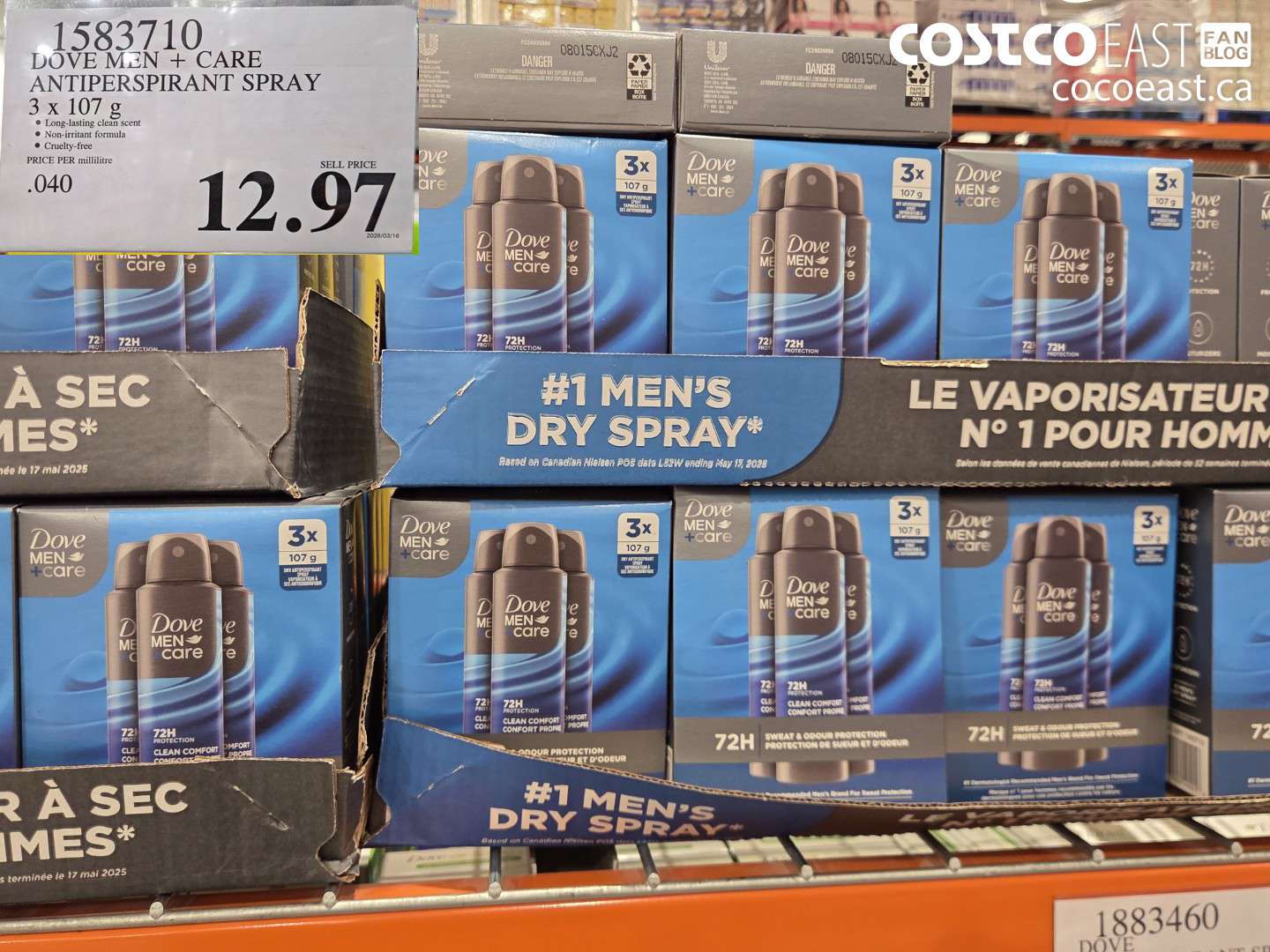 1583710 DOVE MEN + CARE ANTIPERSPIRANT SPRAY 3 X 107 G $12.97