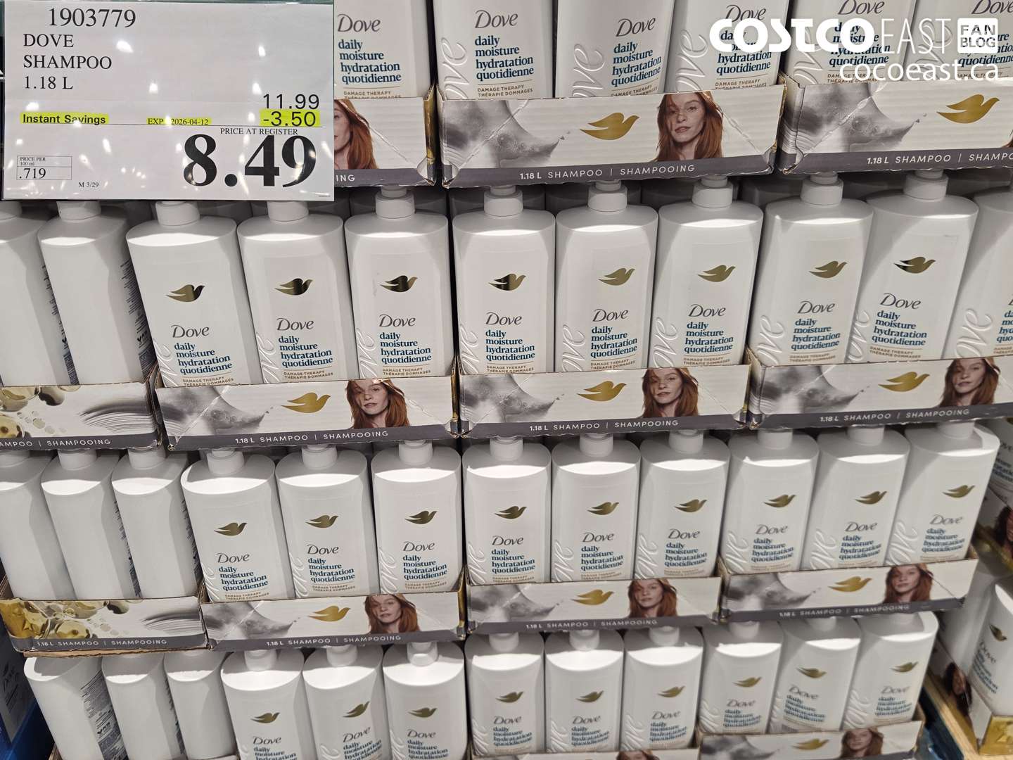 1903779 DOVE SHAMPOO 1.18 L ($3.50 INSTANT SAVINGS EXPIRES ON 2026-04-12) $8.49