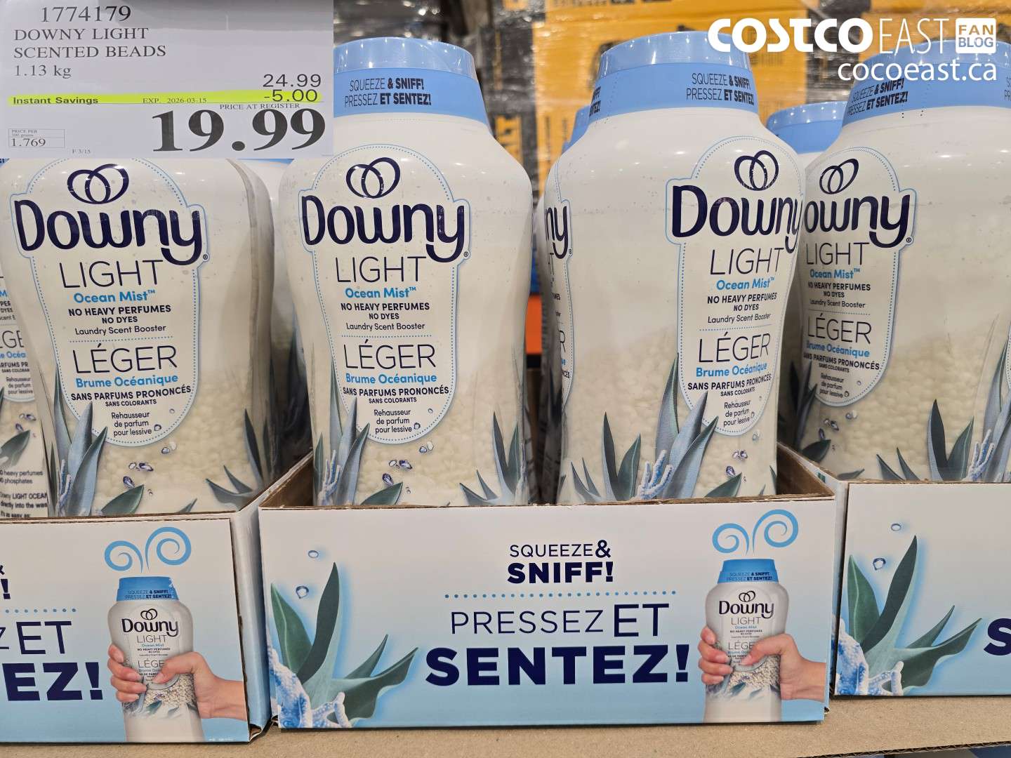 1774179 DOWNY LIGHT SCENTED BEADS 1.13 KG ($5.00 INSTANT SAVINGS EXPIRES ON 2026-03-15) $19.99