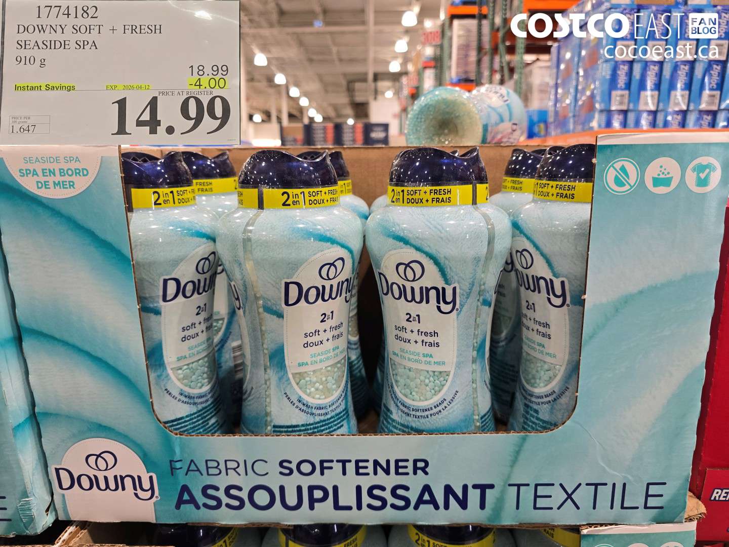 1774182 DOWNY SOFT + FRESH SEASIDE SPA 910 G ($4.00 INSTANT SAVINGS EXPIRES ON 2026-04-12) $14.99