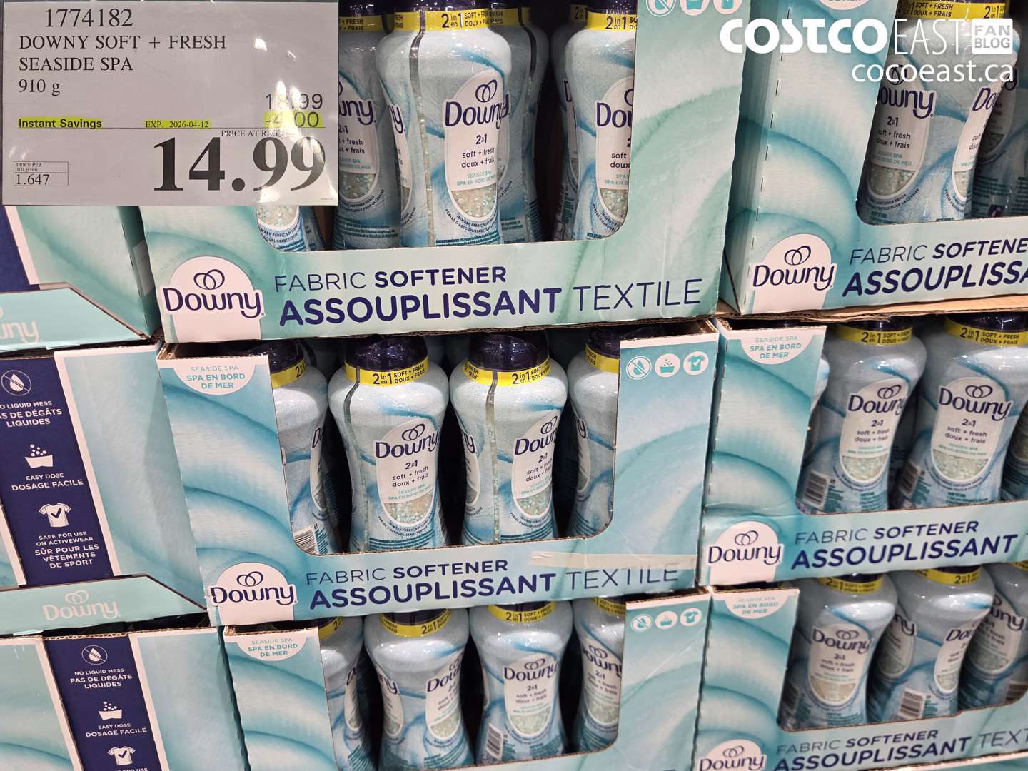 1774182 DOWNY SOFT + FRESH SEASIDE SPA 910 G ($4.00 INSTANT SAVINGS EXPIRES ON 2026-04-12) $14.99