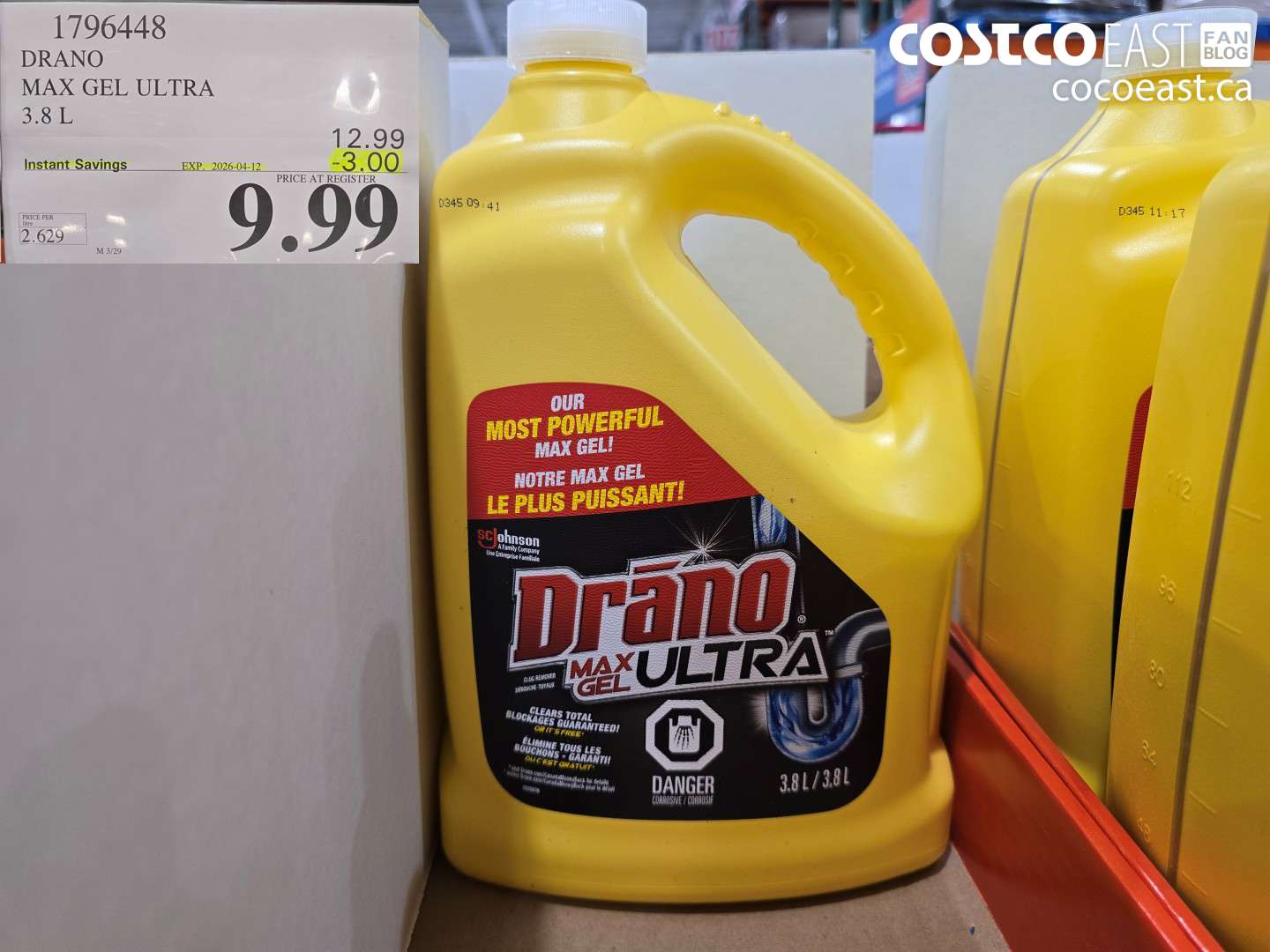 1796448 DRANO MAX GEL ULTRA 3.8 L ($3.00 INSTANT SAVINGS EXPIRES ON 2026-04-12) $9.99