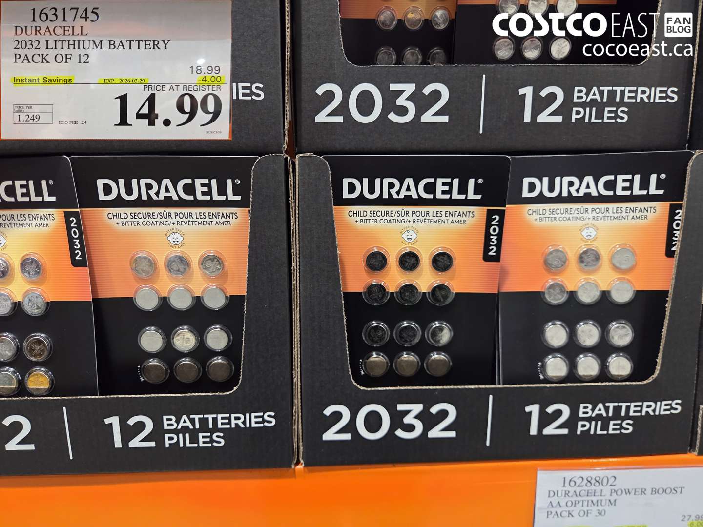 1631745 DURACELL 2032 LITHIUM BATTERY PACK OF 12 ($4.00 INSTANT SAVINGS EXPIRES ON 2026-03-29) $14.99