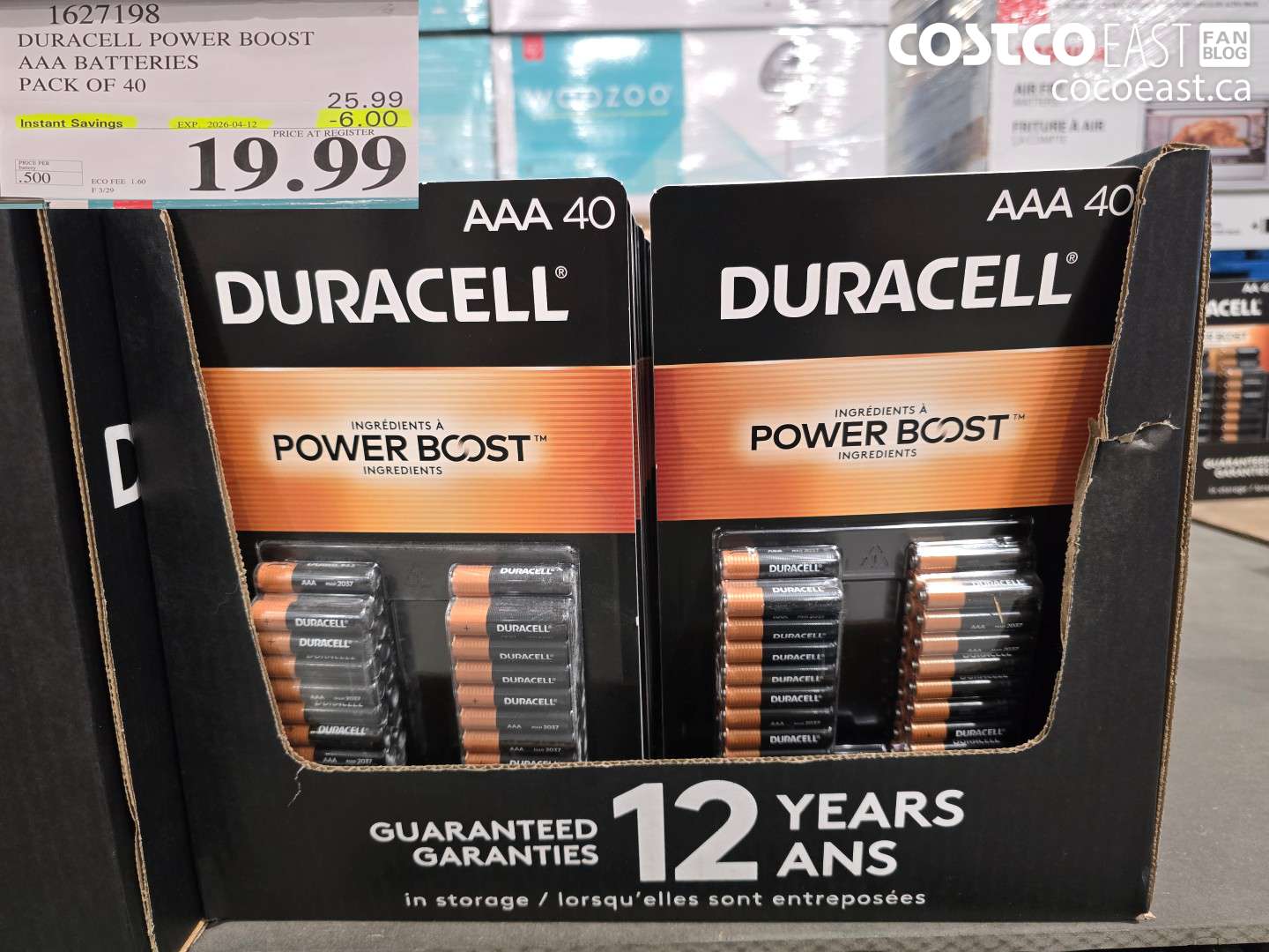 1627198 DURACELL POWER BOOST AAA BATTERIES PACK OF 40 ($6.00 INSTANT SAVINGS EXPIRES ON 2026-04-12) $19.99