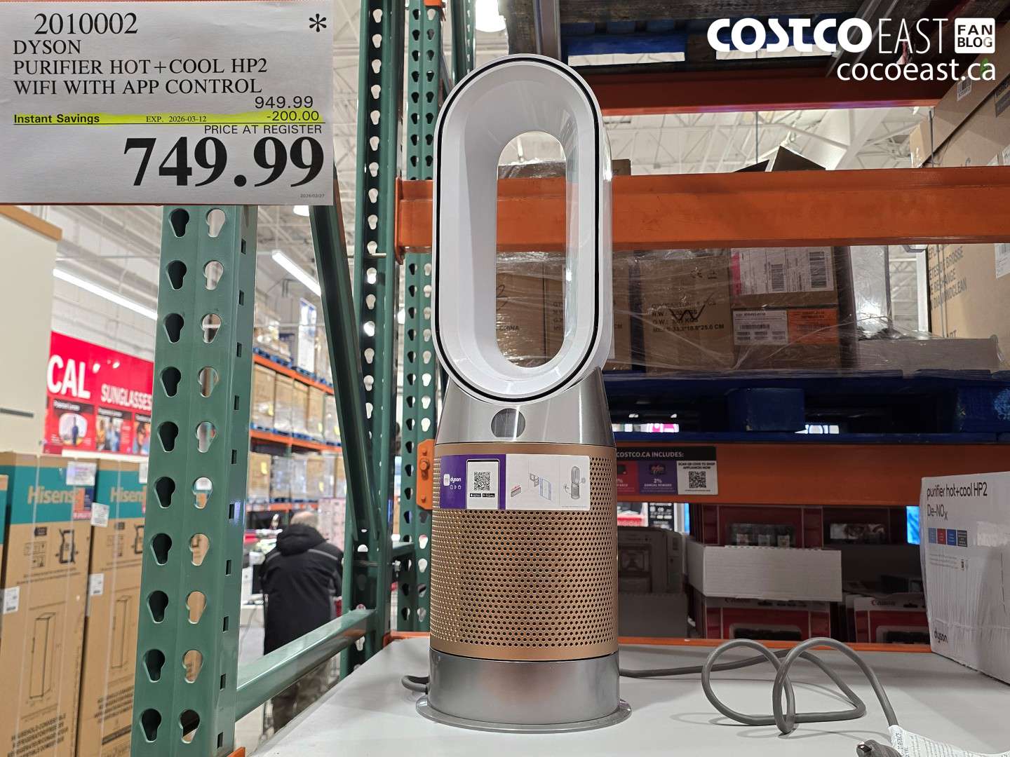 2010002 DYSON PURIFIER HOT + COOL HP2 WIFI WITH APP CONTROL ($200.00 INSTANT SAVINGS EXPIRES ON 2026-03-12) $749.99