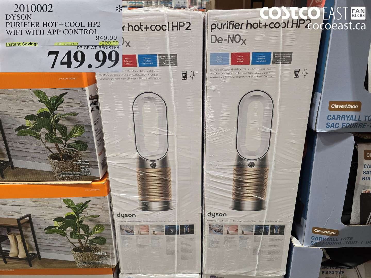 2010002 DYSON PURIFIER HOT + COOL HP2 WIFI WITH APP CONTROL ($200.00 INSTANT SAVINGS EXPIRES ON 2026-03-12) $749.99