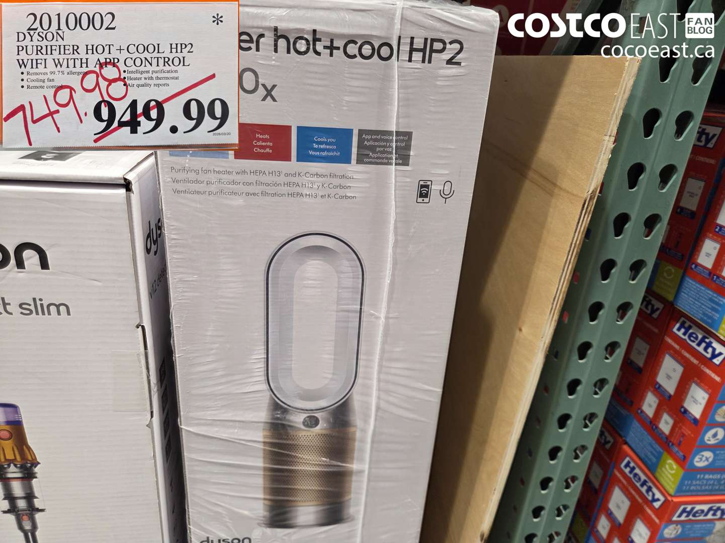 2010002 DYSON PURIFIER HOT + COOL HP2 WIFI WITH APP CONTROL $749.98