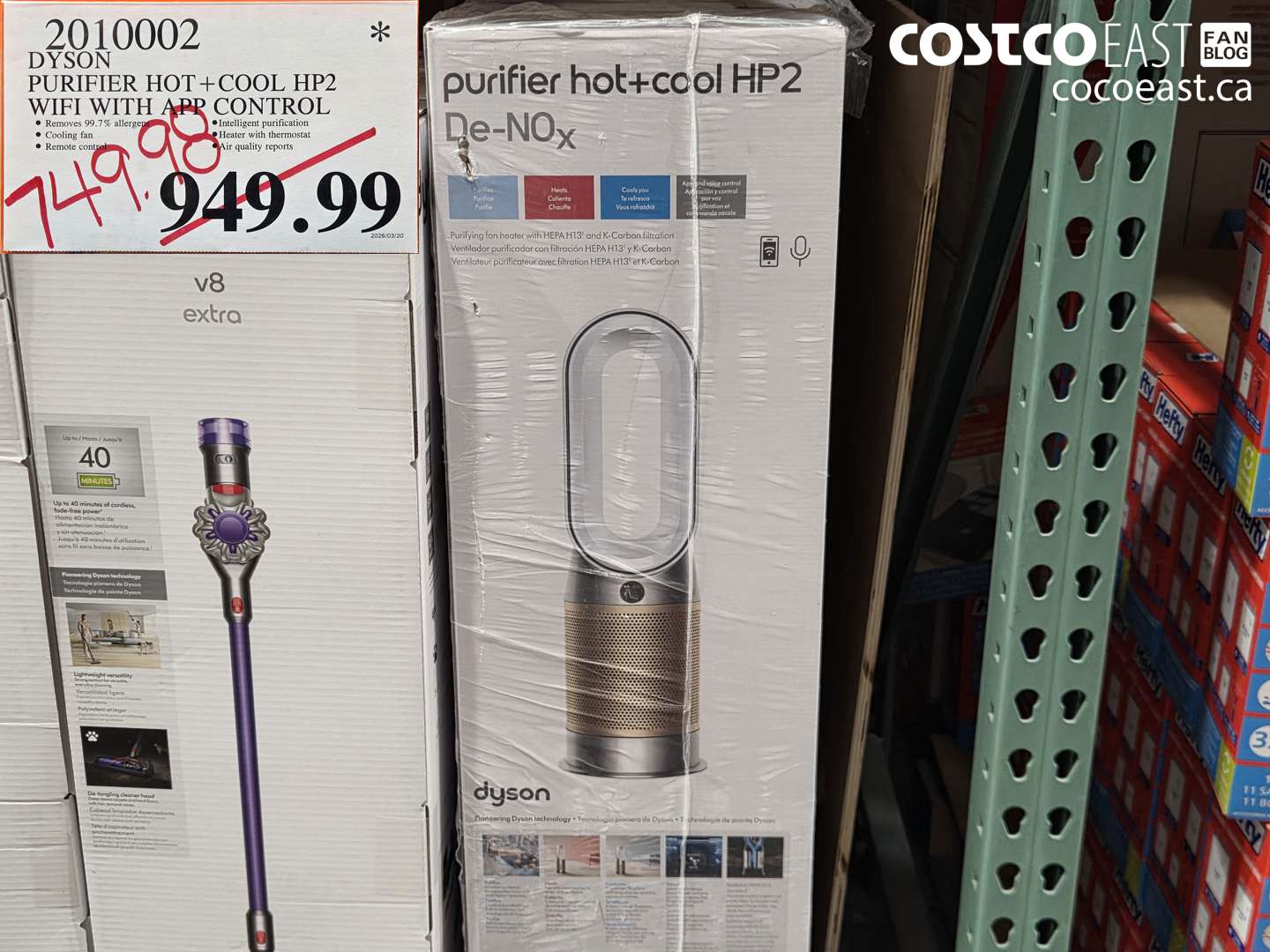 2010002 DYSON PURIFIER HOT + COOL HP2 WIFI WITH APP CONTROL ($150.00 INSTANT SAVINGS) $749.98