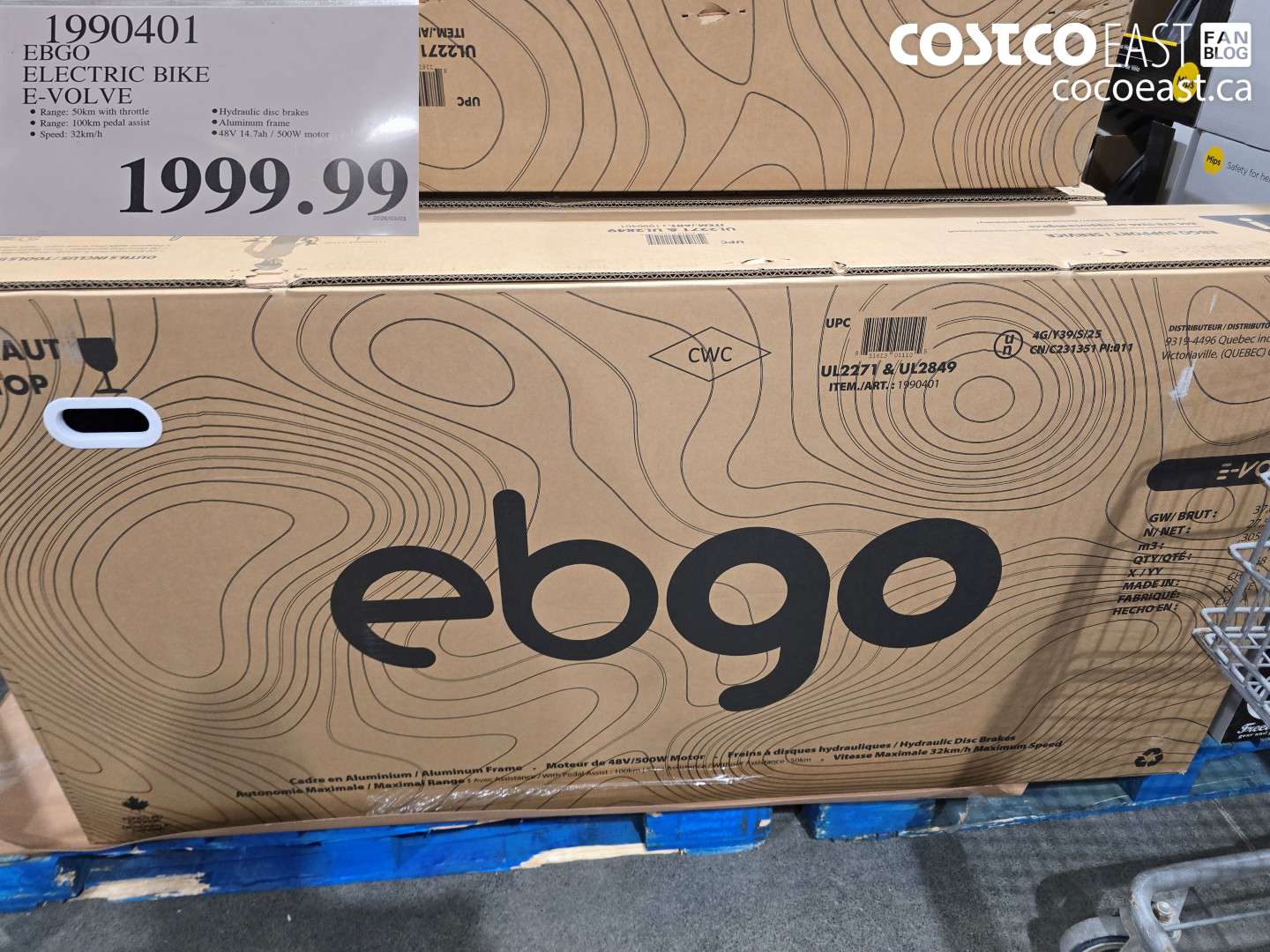 1990401 EBGO ELECTRIC BIKE E-VOLVE $1999.99