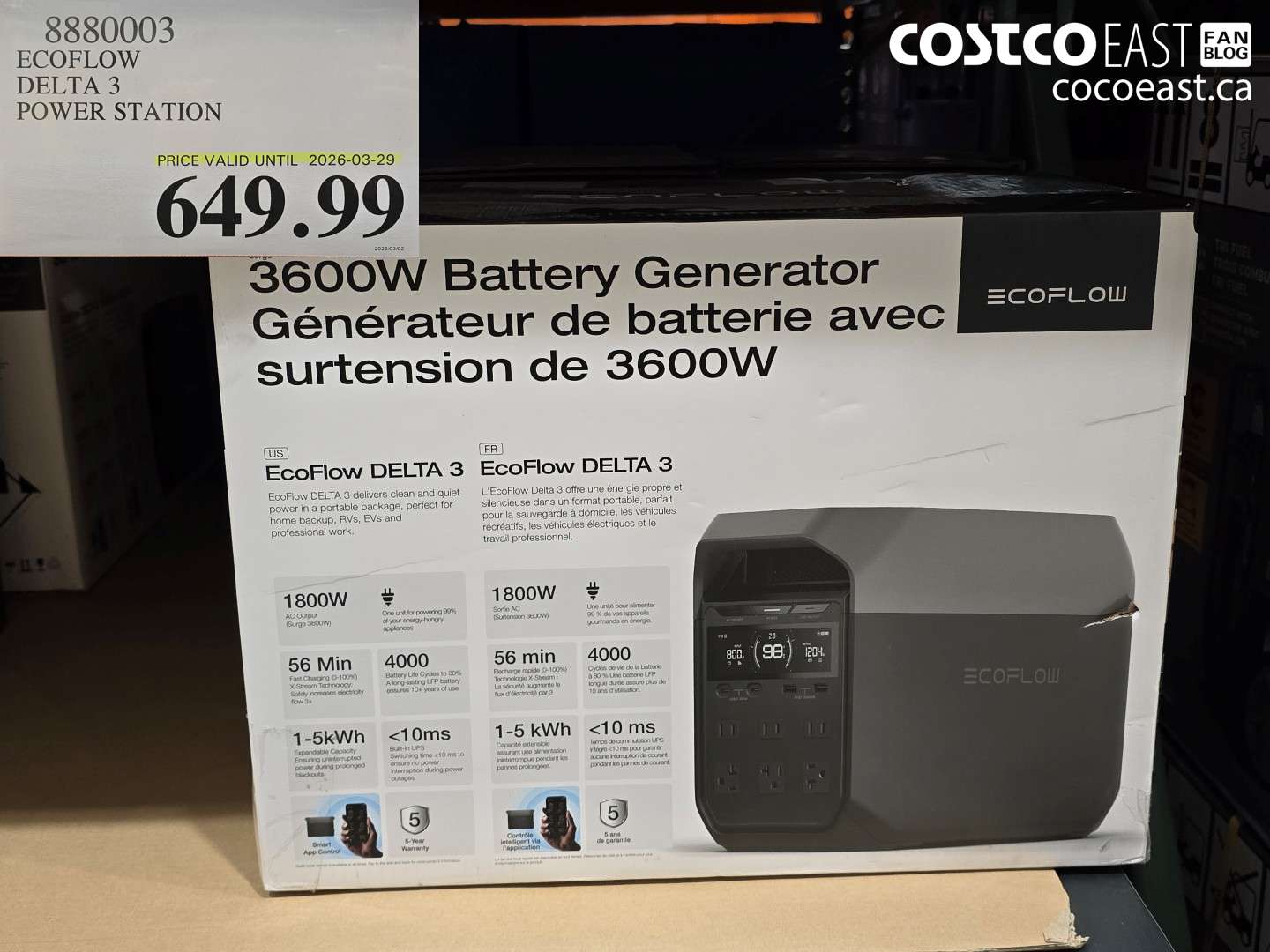 888003 ECOFLOW DELTA 3 POWER STATION $649.99