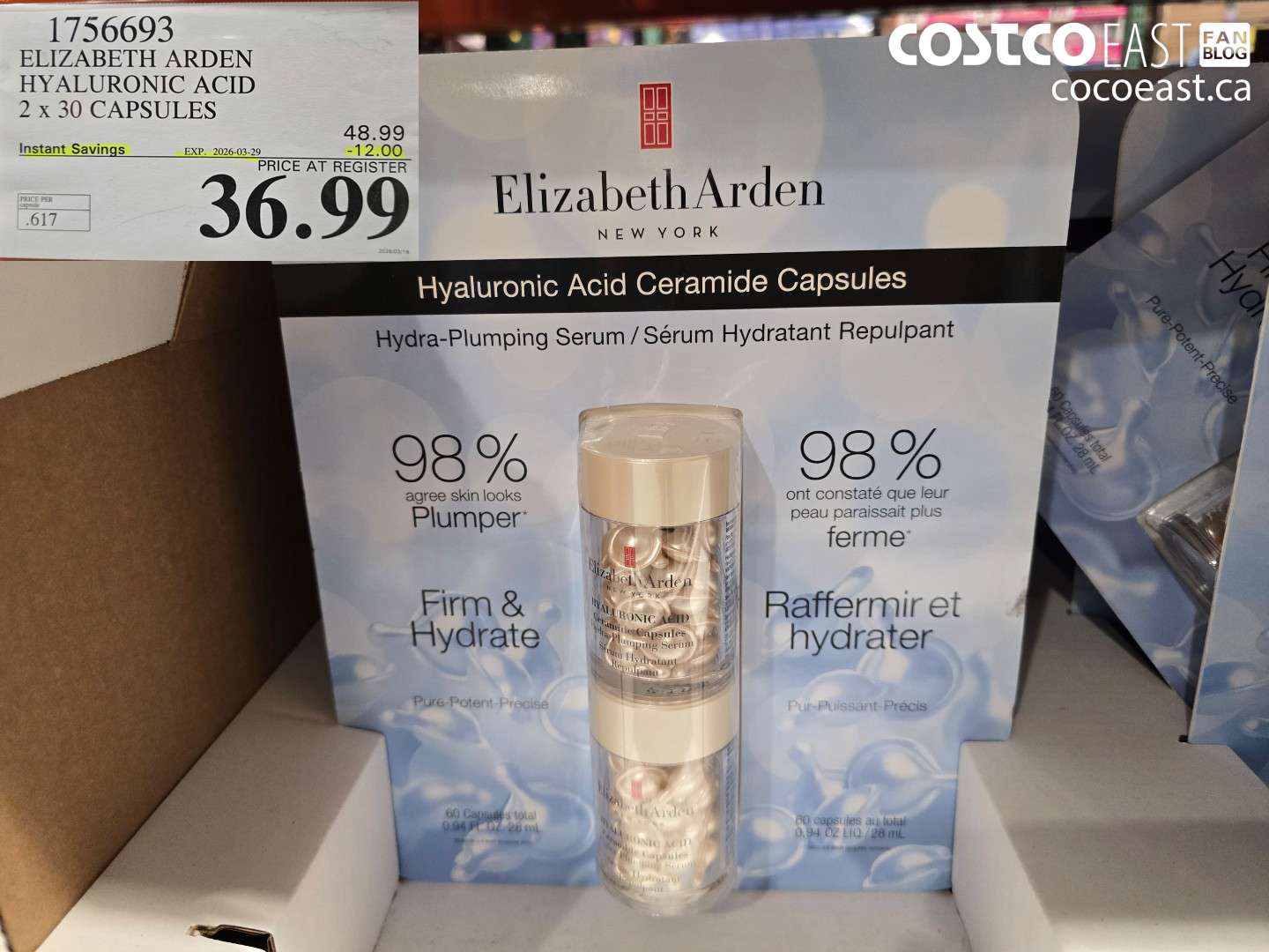 1756693 ELIZABETH ARDEN HYALURONIC ACID 2 X 30 CAPSULES ($12.00 INSTANT SAVINGS EXPIRES ON 2026-03-29) $36.99