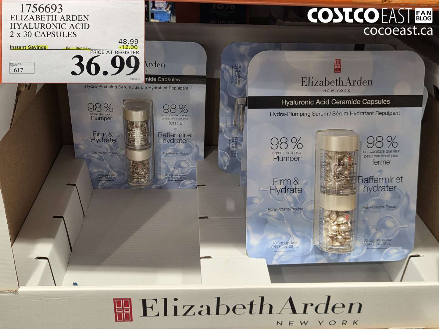1756693 ELIZABETH ARDEN HYALURONIC ACID 2 X 30 CAPSULES ($12.00 INSTANT SAVINGS EXPIRES ON 2026-03-29) $36.99