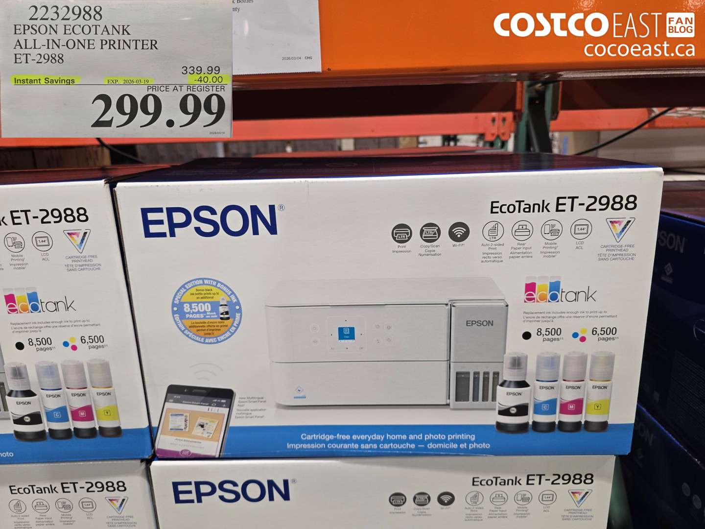 2232988 EPSON ECOTANK ALL-IN-ONE PRINTER ET-2988 ($40.00 INSTANT SAVINGS EXPIRES ON 2026-03-19) $299.99