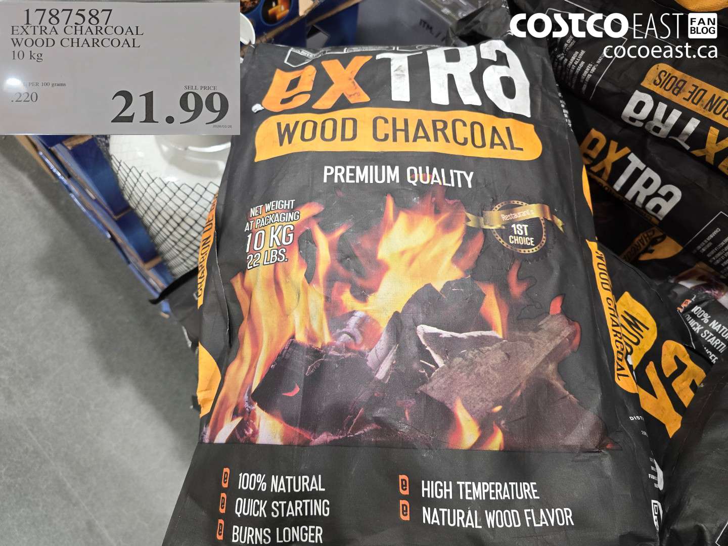 1787587 EXTRA CHARCOAL WOOD CHARCOAL 10 KG $21.99