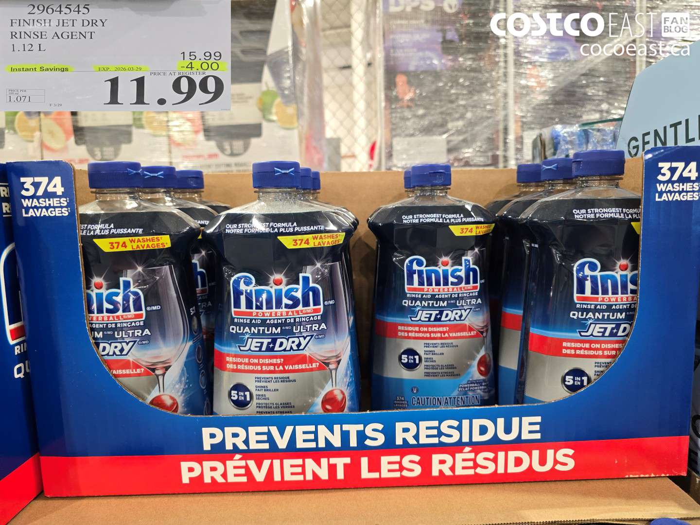 2964545 FINISH JET DRY RINSE AGENT 1.12 L ($4.00 INSTANT SAVINGS EXPIRES ON 2026-03-29) $11.99