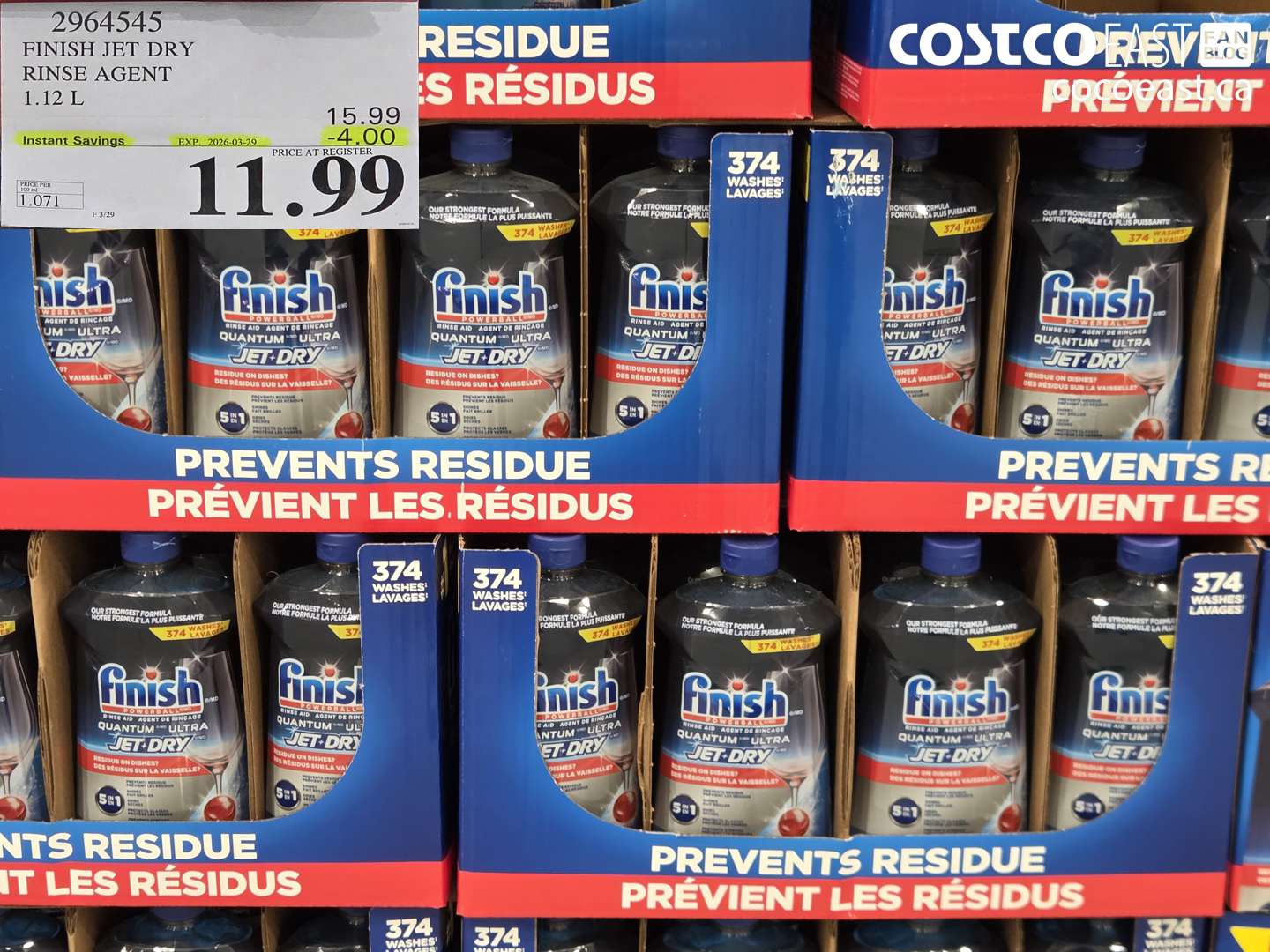 2964545 FINISH JET DRY RINSE AGENT 1.12 L ($4.00 INSTANT SAVINGS EXPIRES ON 2026-03-29) $11.99