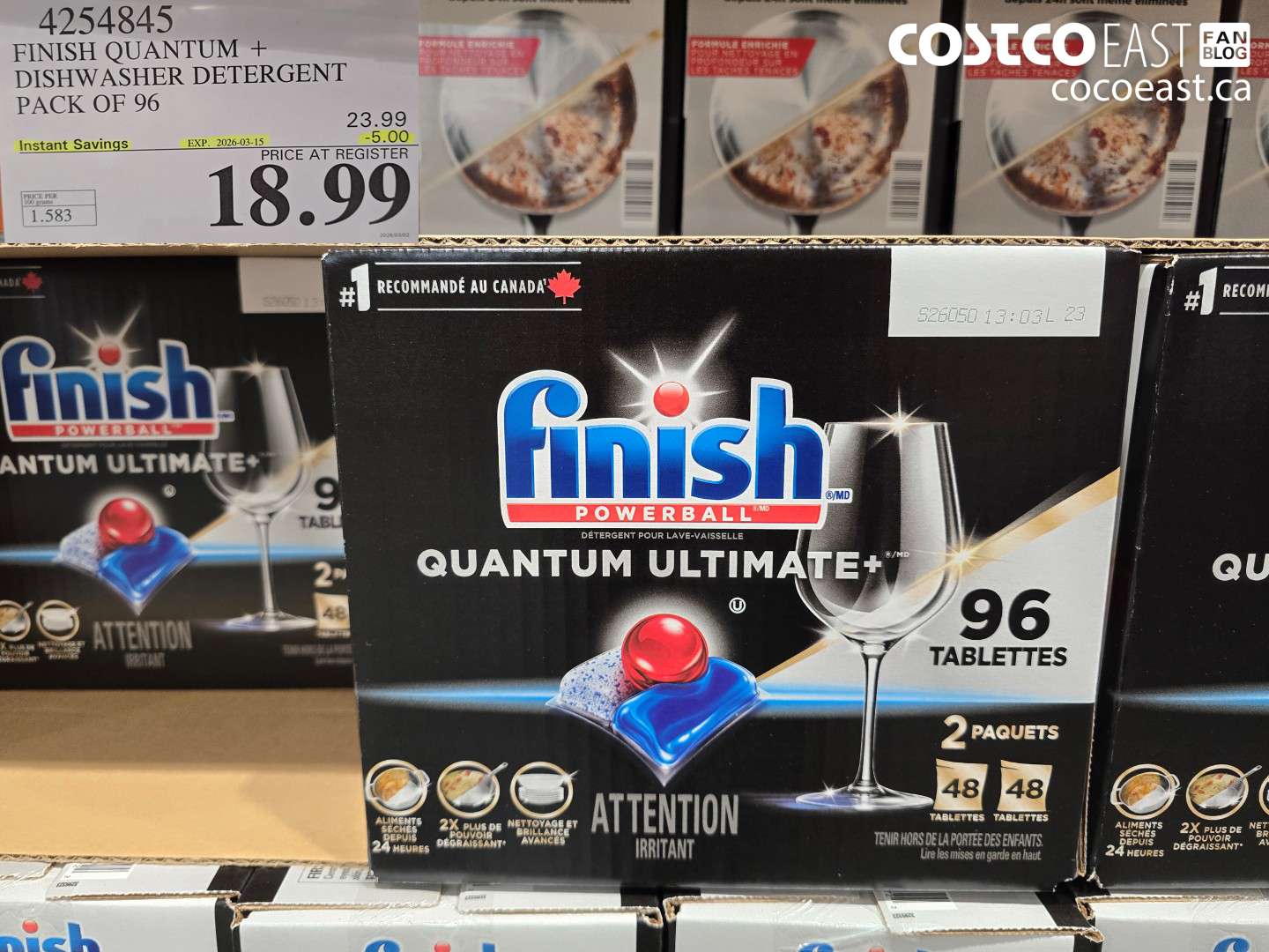 4254845 FINISH QUANTUM + DISHWASHER DETERGENT PACK OF 96 ($5.00 INSTANT SAVINGS EXPIRES ON 2026-03-15) $18.99