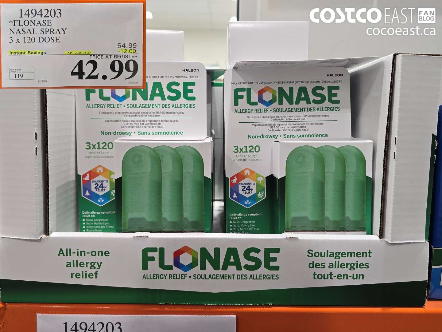 1494203 FLONASE NASAL SPRAY 3 X 120 DOSE ($12.00 INSTANT SAVINGS EXPIRES ON 2026-03-29) $42.99