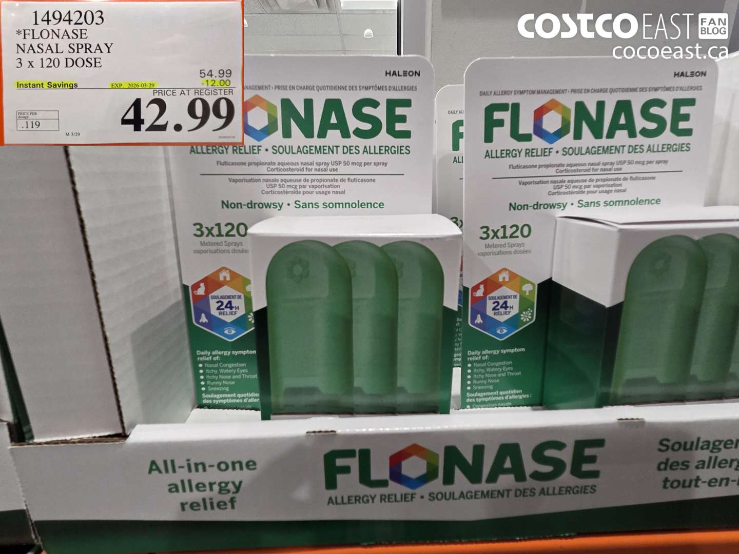 1494203 FLONASE NASAL SPRAY 3 X 120 DOSE ($12.00 INSTANT SAVINGS EXPIRES ON 2026-03-29) $42.99