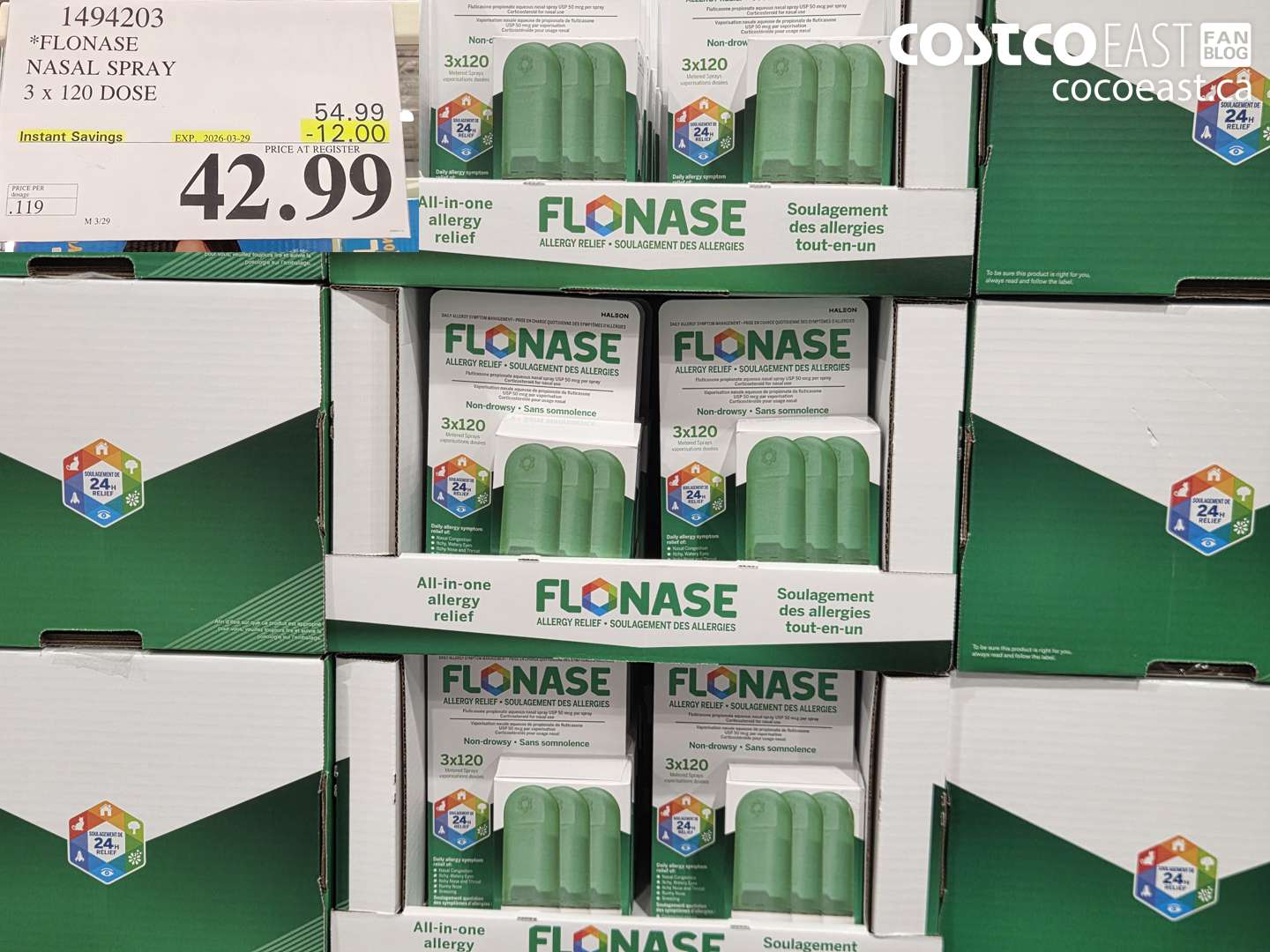 1494203 FLONASE NASAL SPRAY 3 X 120 DOSE ($12.00 INSTANT SAVINGS EXPIRES ON 2026-03-29) $42.99