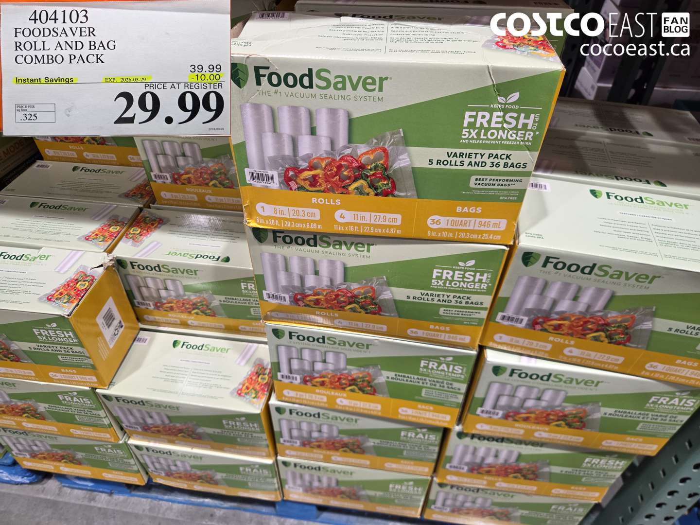 404103 FOODSAVER ROLL AND BAG COMBO PACK ($10.00 INSTANT SAVINGS EXPIRES ON 2026-03-29) $29.99