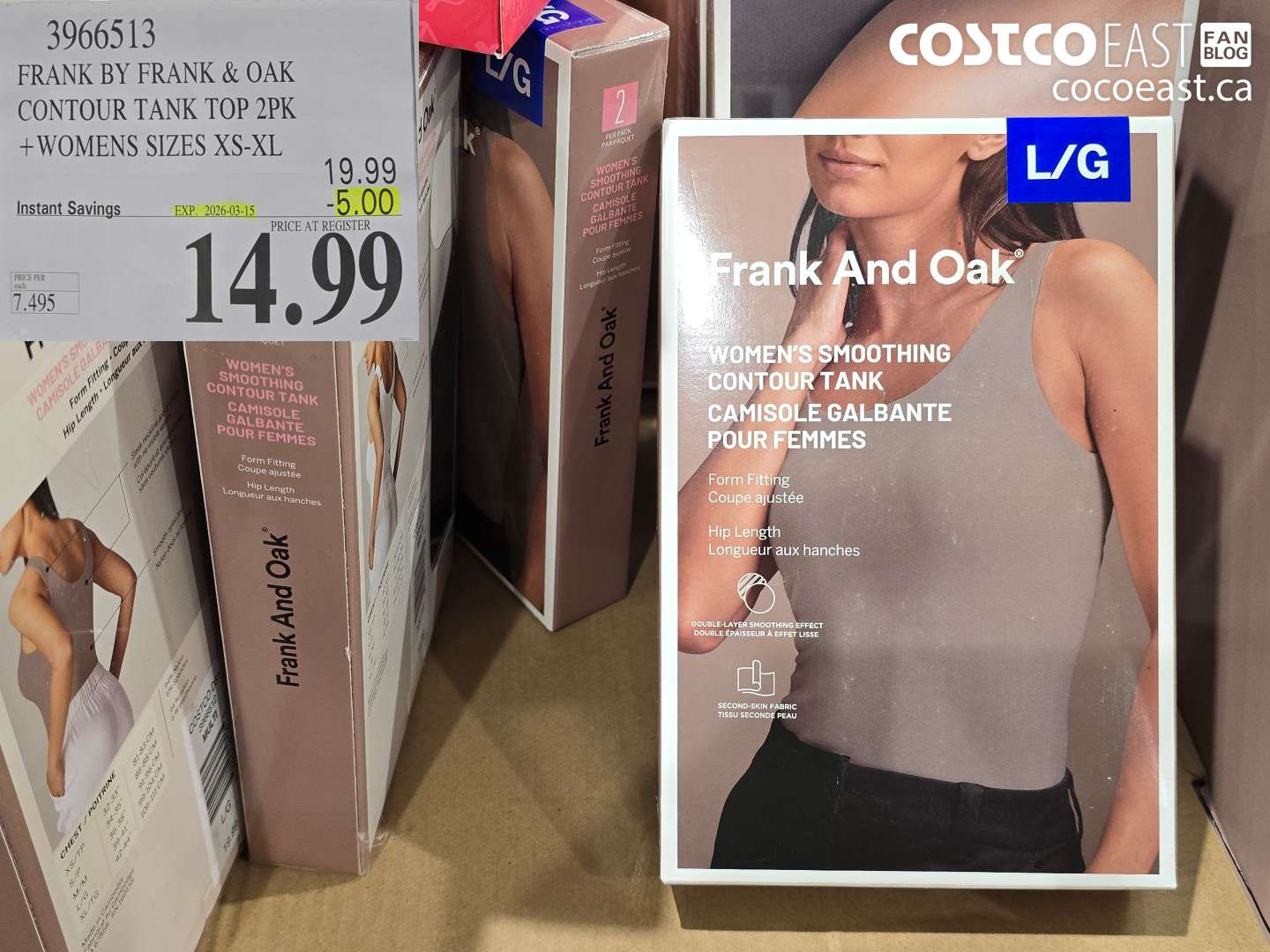 3966513 FRANK BY FRANK & OAK CONTOUR TANK TOP 2PK WOMENS SIZES XS-XL ($5.00 INSTANT SAVINGS EXPIRES ON 2026-03-15) $14.99