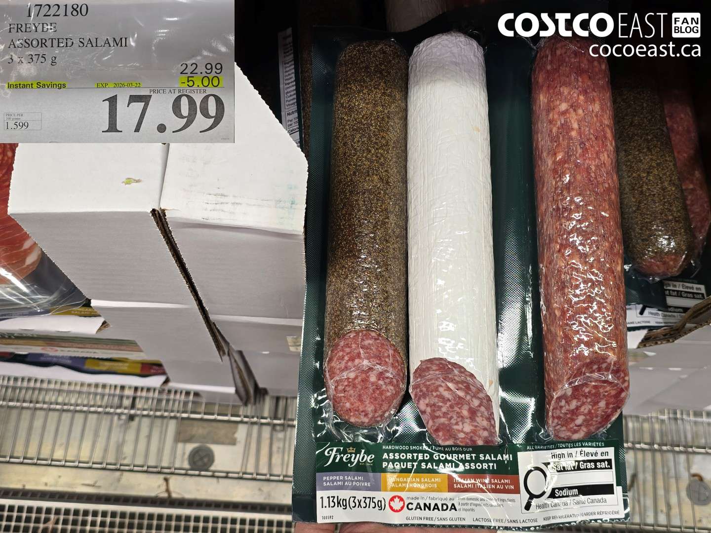 17222180 FREYBE ASSORTED SALAMI 3 X 375 G ($5.00 INSTANT SAVINGS EXPIRES ON 2026-03-22) $17.99