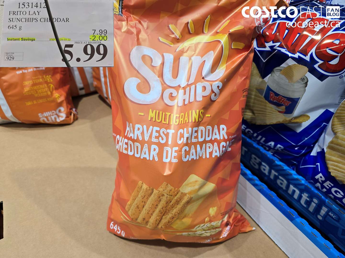 1531412 FRITO LAY SUNCHIPS CHEDDAR 645 G ($2.00 INSTANT SAVINGS EXPIRES ON 2026-03-22) $5.99