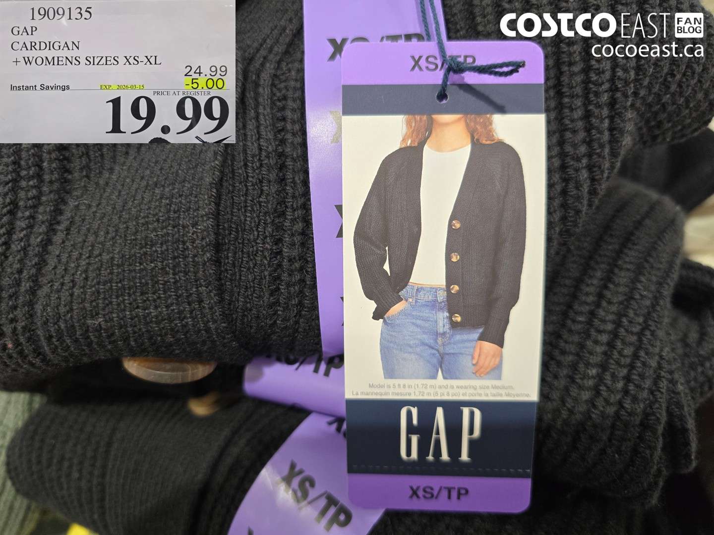 1909135 GAP CARDIGAN +WOMENS SIZES XS-XL ($5.00 INSTANT SAVINGS EXPIRES ON 2026-03-15) $19.99