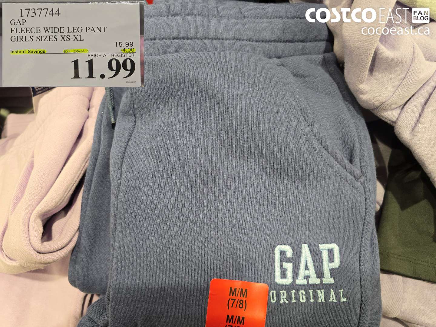 1737744 GAP FLEECE WIDE LEG PANT ($4.00 INSTANT SAVINGS EXPIRES ON 2026-03-15) $11.99