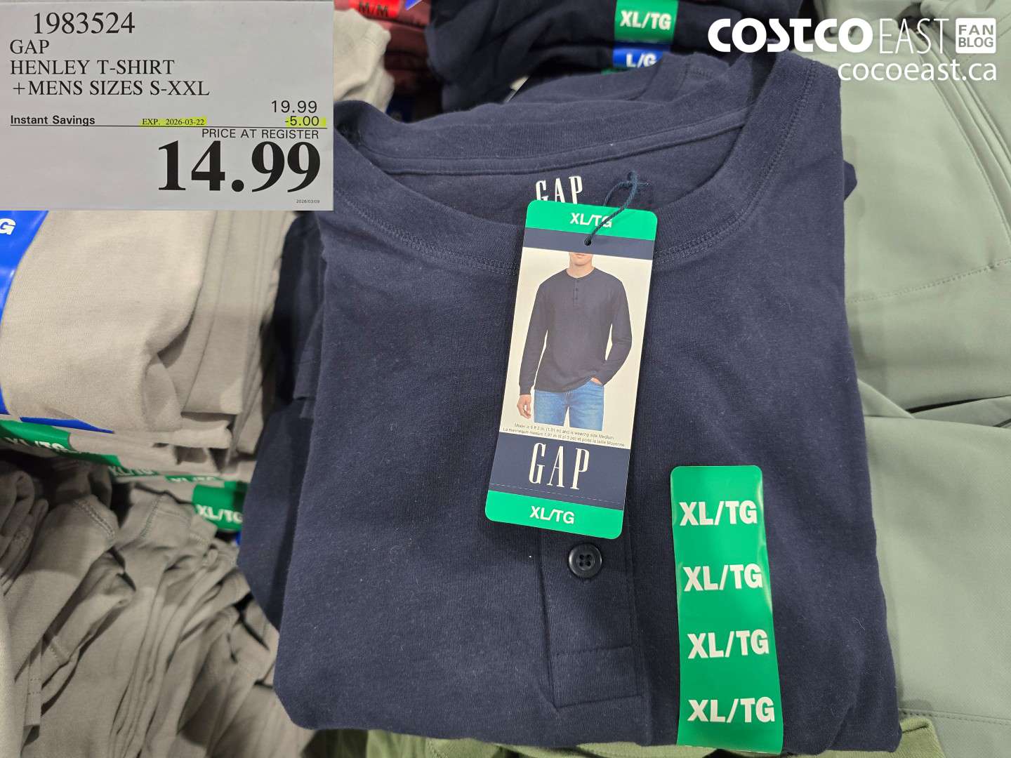 1983524 GAP HENLEY T-SHIRT +MENS SIZES S-XXL ($5.00 INSTANT SAVINGS EXPIRES ON 2026-03-22) $14.99