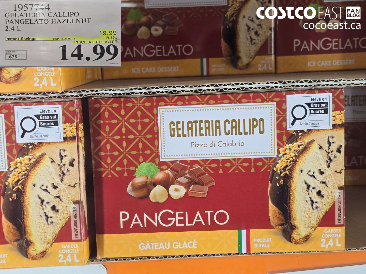19577744 GELATERIA CALLIPO PANGELATO HAZELNUT 2.4 L ($5.00 INSTANT SAVINGS EXPIRES ON 2026-03-15) $14.99