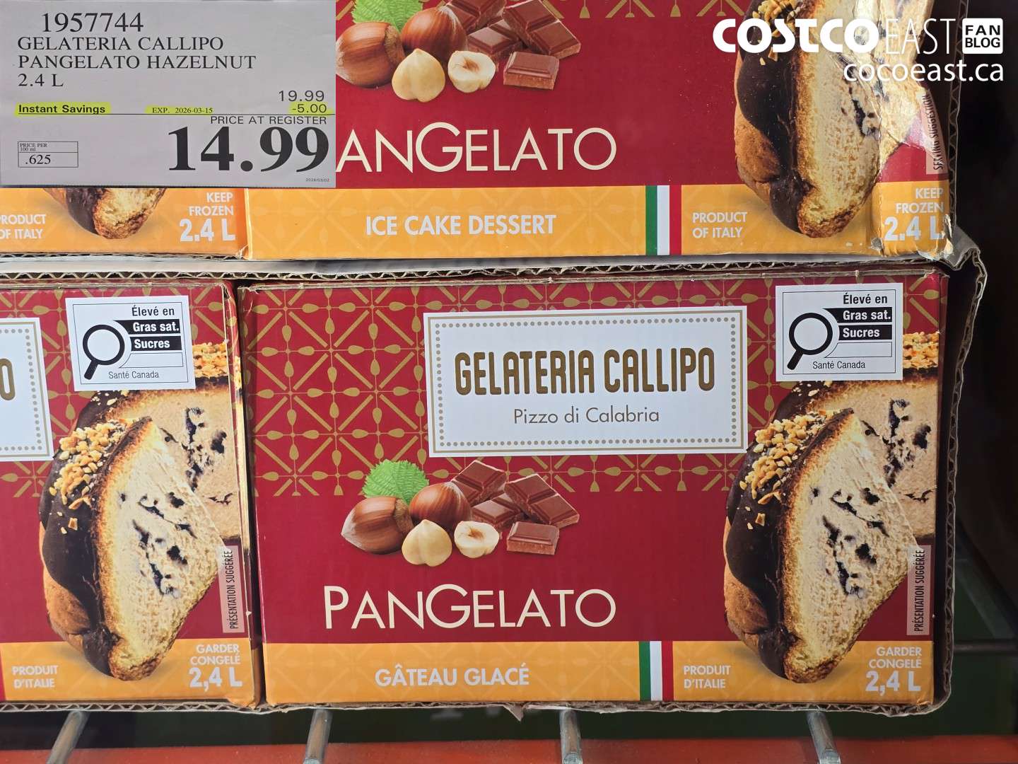 1957744 GELATERIA CALLIPO PANGELATO HAZELNUT 2.4 L ($5.00 INSTANT SAVINGS EXPIRES ON 2026-03-15) $14.99
