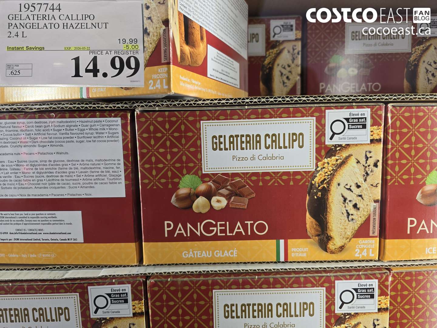 19577744 GELATERIA CALLIPO PANGELATO HAZELNUT 2.4 L ($5.00 INSTANT SAVINGS EXPIRES ON 2026-03-22) $14.99