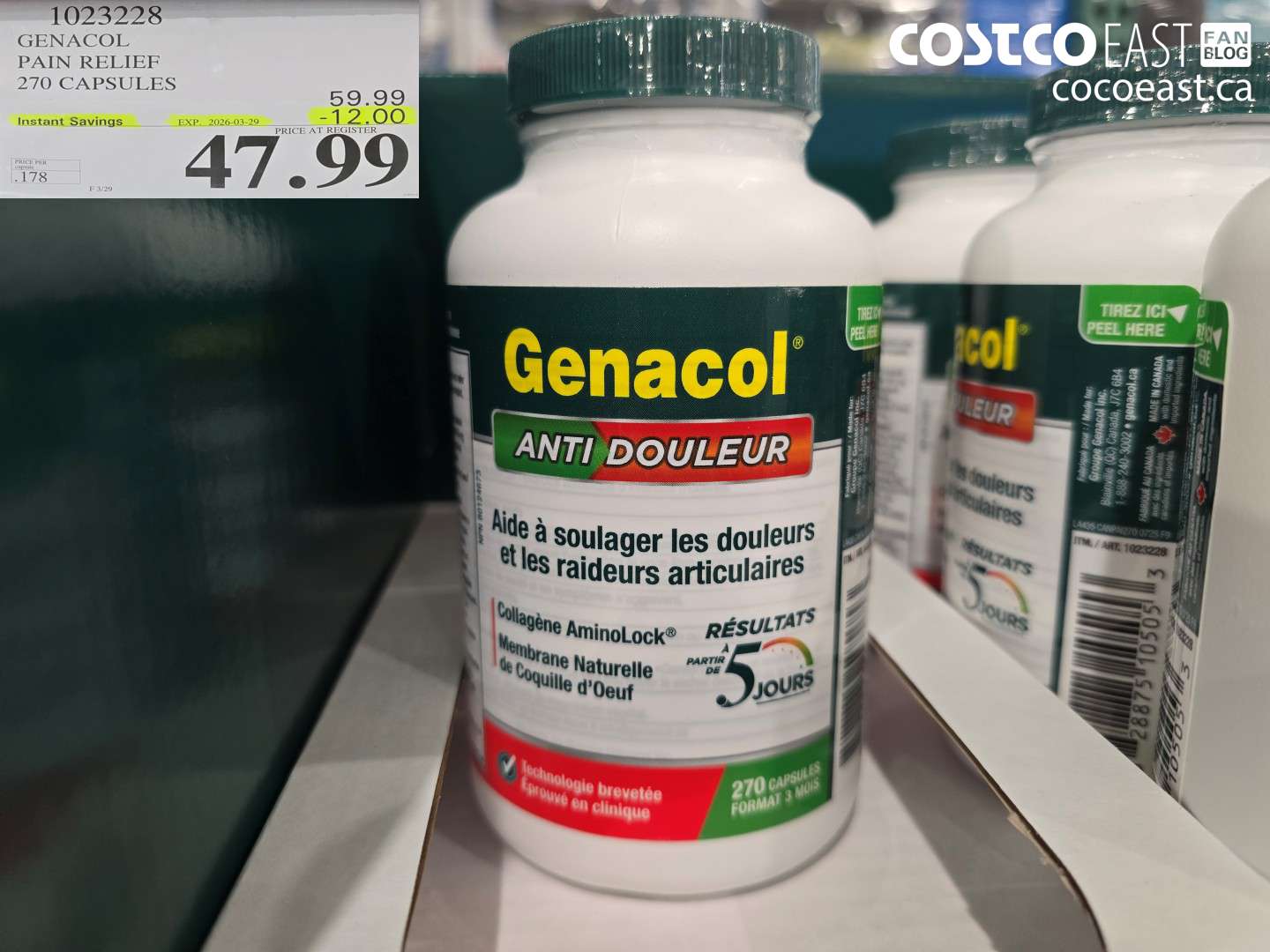 10232228 GENACOL PAIN RELIEF 270 CAPSULES ($12.00 INSTANT SAVINGS EXPIRES ON 2026-03-29) $47.99
