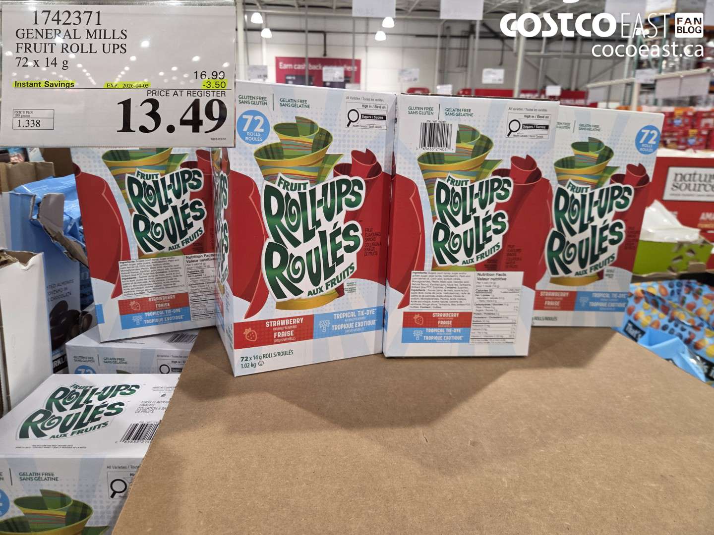 1742371 GENERAL MILLS FRUIT ROLL UPS 72 X 14 G ($3.50 INSTANT SAVINGS EXPIRES ON 2026-04-05) $13.49