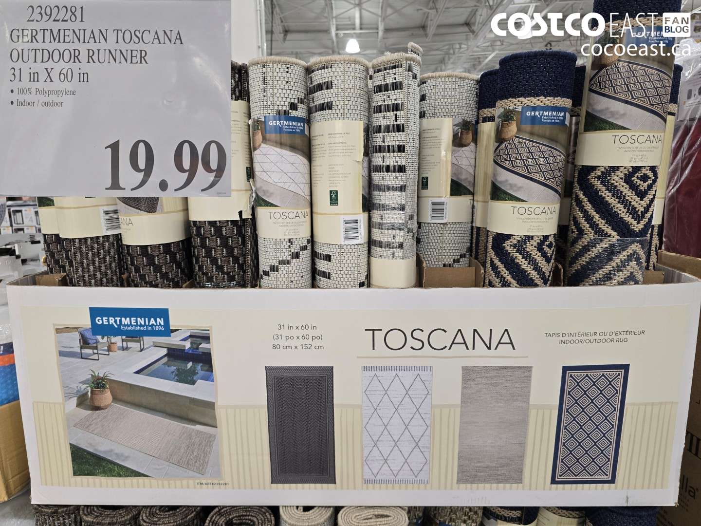 2392281 GERTMENIAN TOSCANA OUTDOOR RUNNER 31 IN X 60 IN $19.99