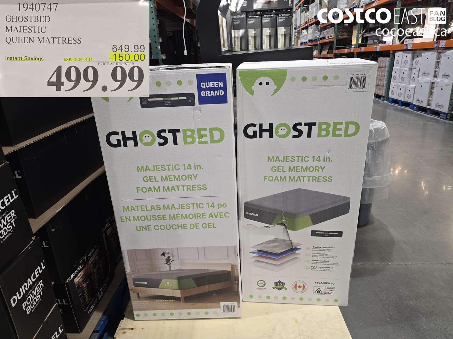 1940747 GHOSTBED MAJESTIC QUEEN MATTRESS ($150.00 INSTANT SAVINGS EXPIRES ON 2026-04-12) $499.99